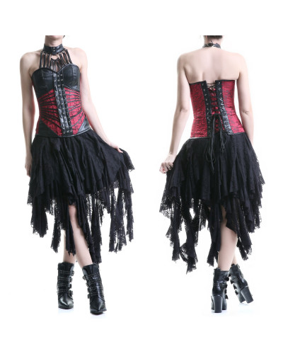 CORSET ROJO Y NEGRO AL CUELLO