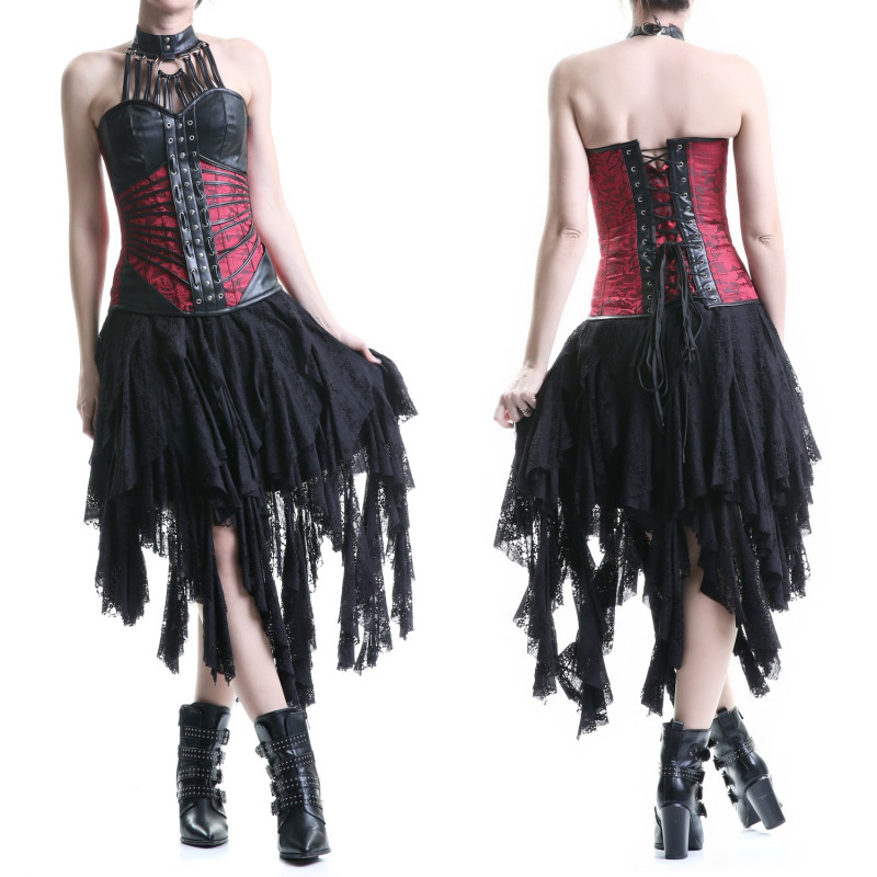 Black and Red Corset with Neck