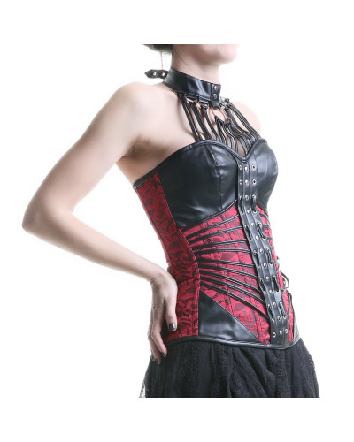 CORSET ROJO Y NEGRO AL CUELLO