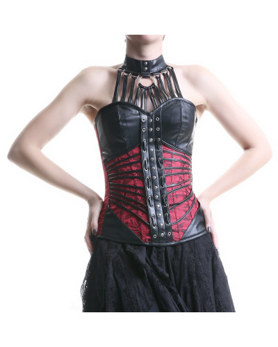 CORSET ROJO Y NEGRO AL CUELLO
