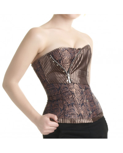 Braunes Steampunk Korsett mit Brokaten