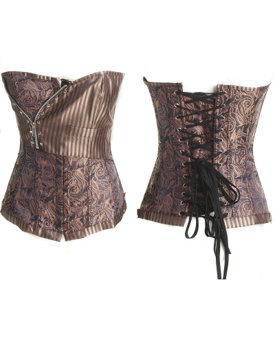 Braunes Steampunk Korsett mit Brokaten