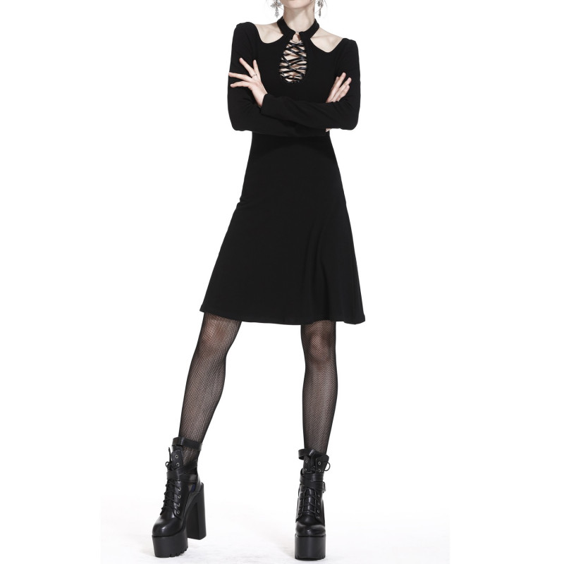 VESTIDO NEGRO GOTICO CON CRUZADOS