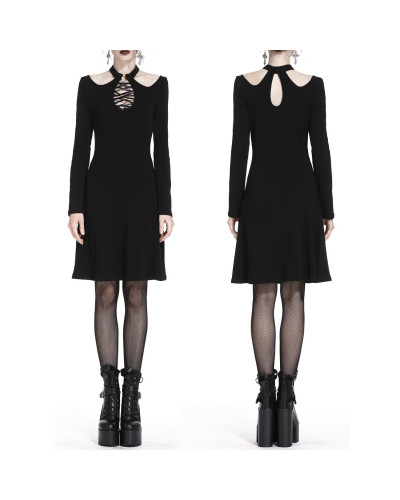 VESTIDO NEGRO GOTICO CON CRUZADOS
