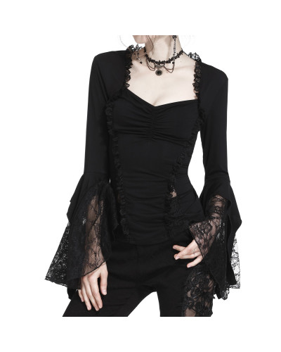 CAMISA GOTICA CON MANGAS DE ENCAJE