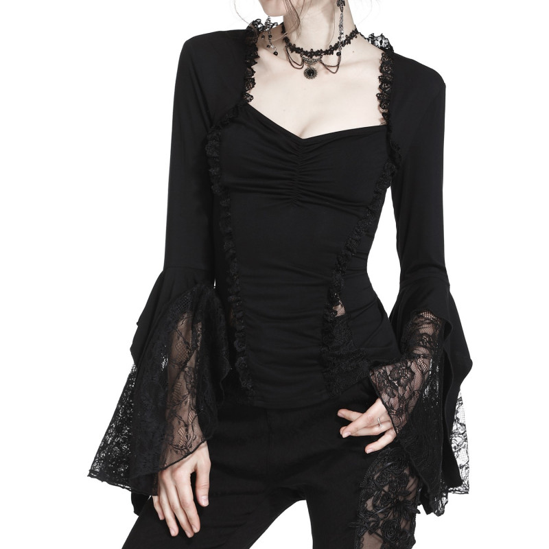 CAMISA GOTICA CON MANGAS DE ENCAJE