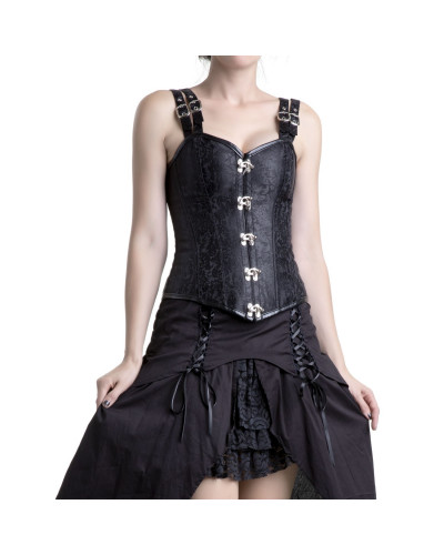Corset Negro con Tirantes a Modo de Correas