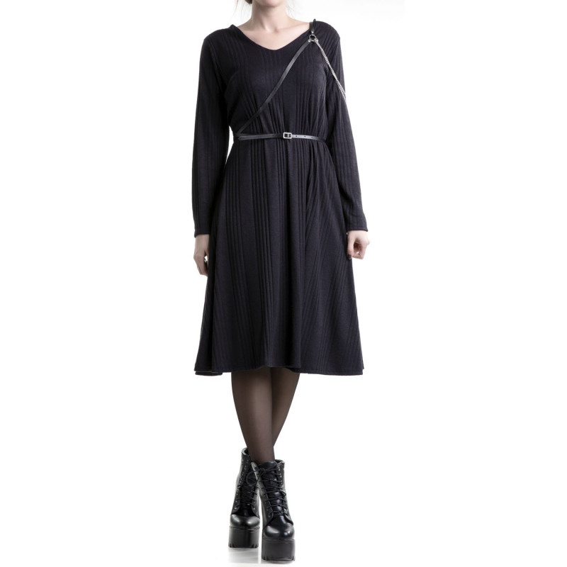 vestido manga larga negro