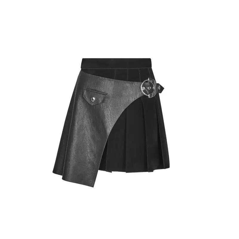Black Skirt with Faux Leather from Punk Rave Brand at €45.00