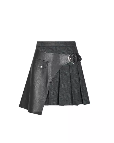 Gray Skirt with Faux Leather from Punk Rave Brand at €45.00