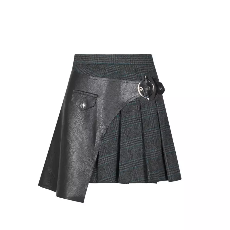 Gray Skirt with Faux Leather from Punk Rave Brand at €45.00