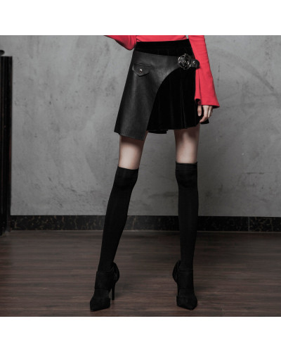 Black Skirt with Faux Leather