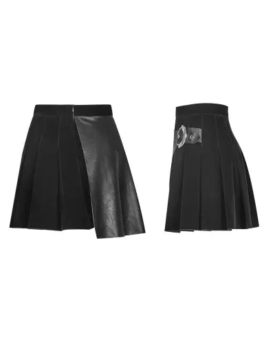Black Skirt with Faux Leather from Punk Rave Brand at €45.00
