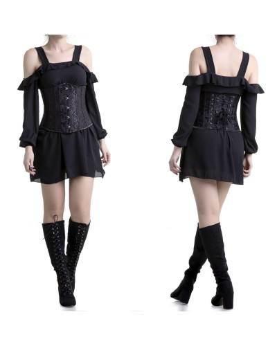 CORSET NEGRO BAJO PECHO VARILLAS METAL