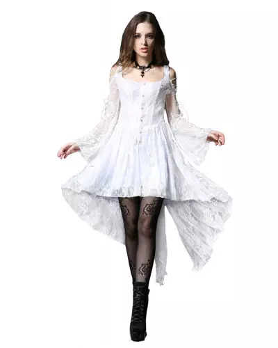 Weißes Kleid mit Glockenärmeln