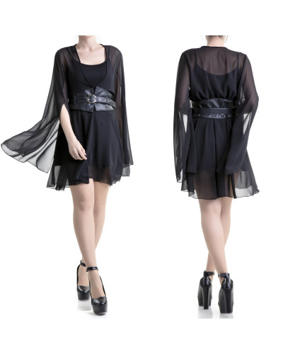 Vestido 2 piezas gasa, mangas anchas
