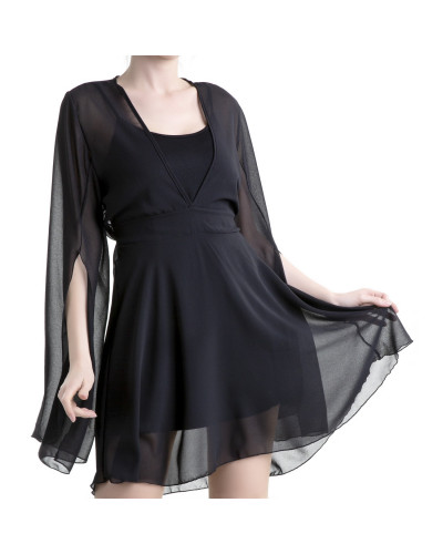 Vestido 2 piezas gasa, mangas anchas