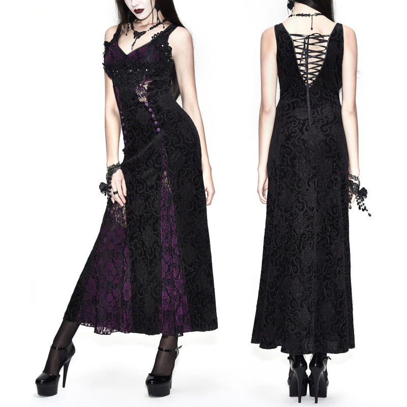 Black and Lilac Lace Dress