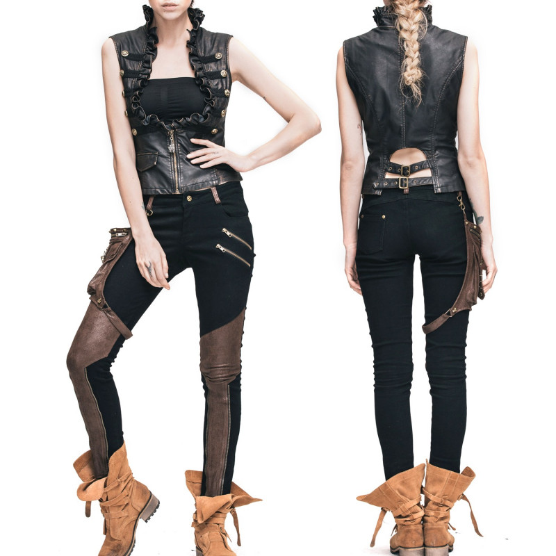 Black and Brown Pants with Pocket