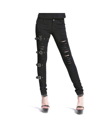 PANTALON TEJANO NEGRO CON ROTOS