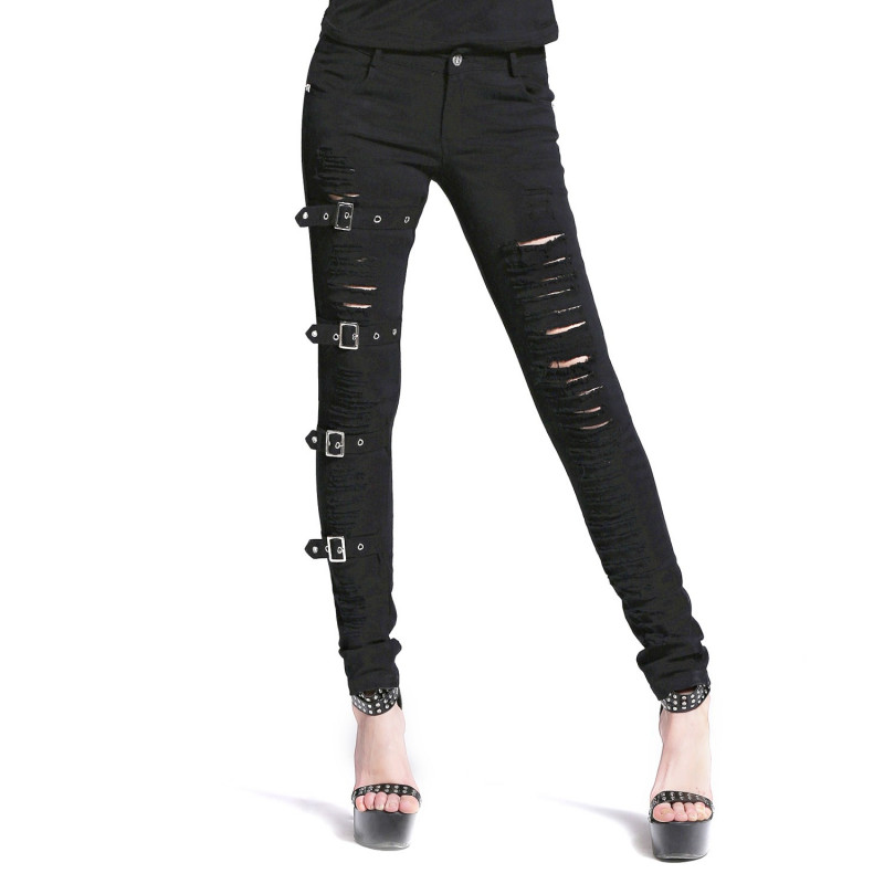 PANTALON TEJANO NEGRO CON ROTOS