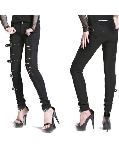 PANTALON TEJANO NEGRO CON ROTOS