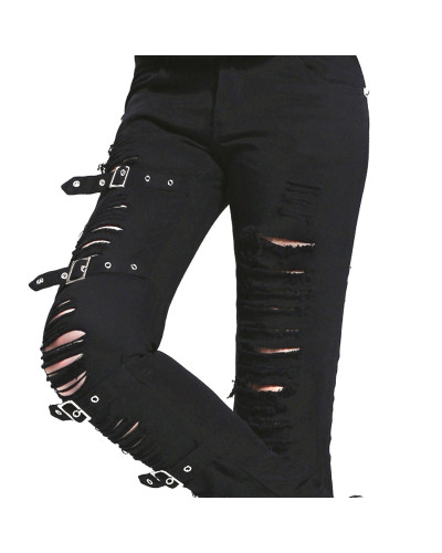 PANTALON TEJANO NEGRO CON ROTOS