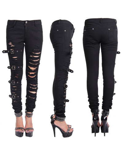 PANTALON TEJANO NEGRO CON ROTOS