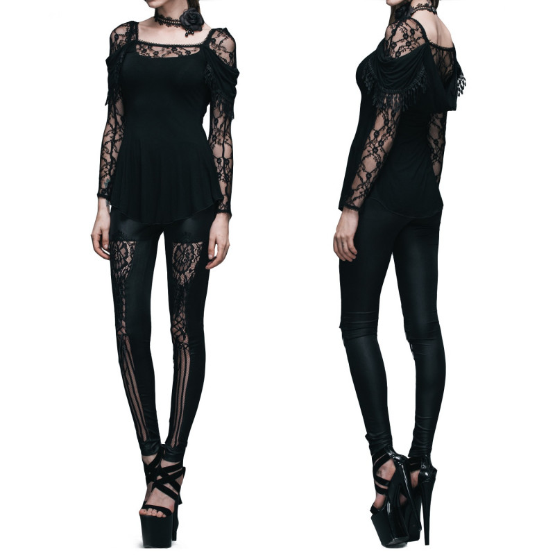 T-Shirt com Renda e Franjas