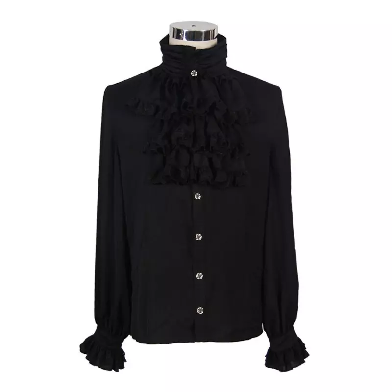 Black Shirt with Ruffle Neck for Men from Devil Fashion Brand at €66.50