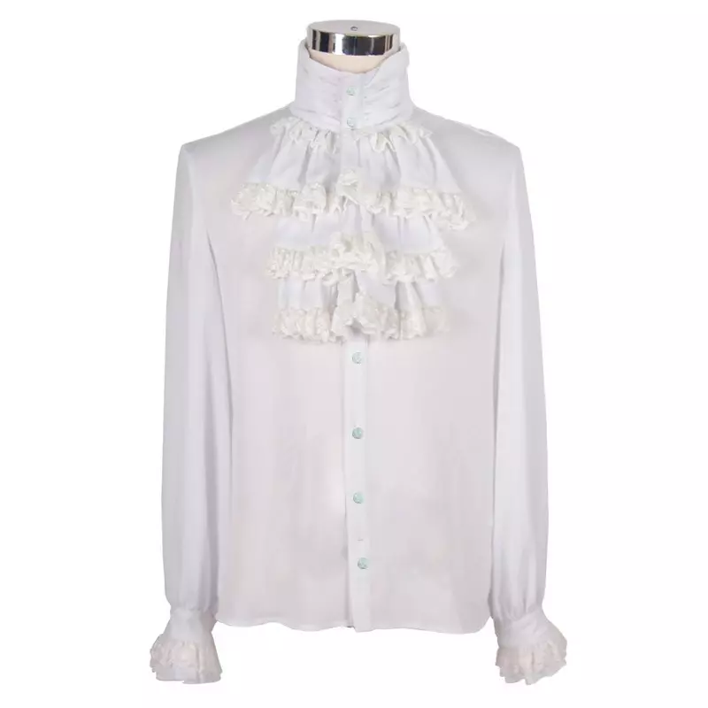 White Shirt with Ruffle Neck for Men from Devil Fashion Brand at €66.50