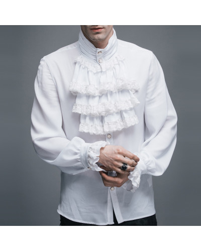 Confusión primavera Críticamente Camisa Gótica Blanca con Chorrera para Hombre