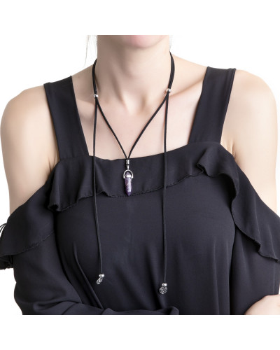 COLLAR DOBLE CON CRISTAL ROJO