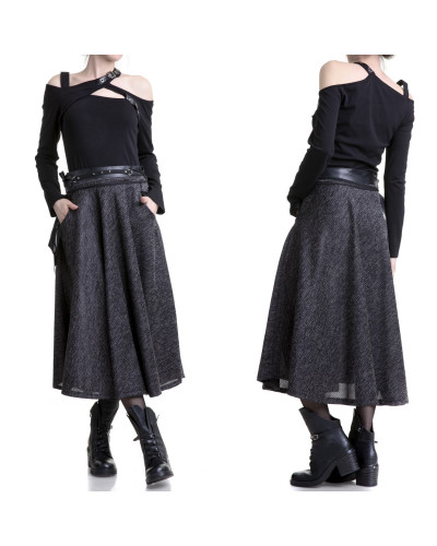 FALDA GRIS OSCURO LARGA