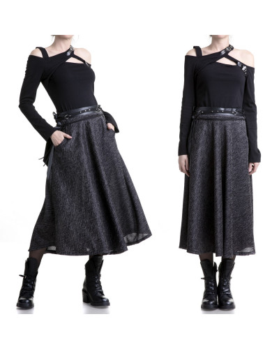 FALDA GRIS OSCURO LARGA