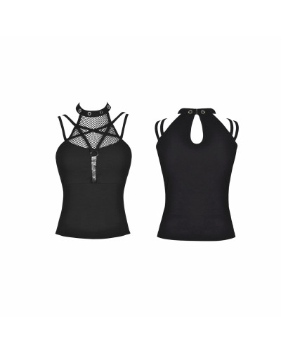 CAMISETA CON REJILLA Y PENTAGRAMA