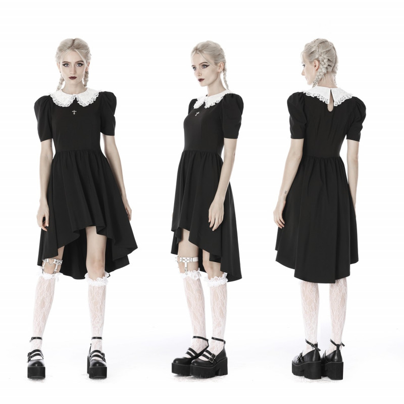 Vestido com Cruze e Gola Branca
