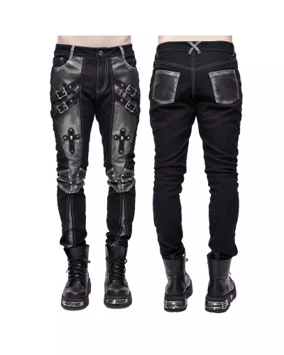 Silver-Coloured Pants with Crosses for Men from Devil Fashion Brand at €105.00