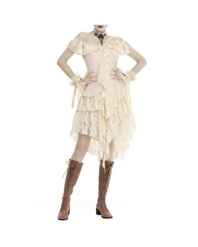 VESTIDO BEIGE GOTICO STEAMPUNK