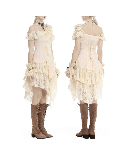 VESTIDO BEIGE GOTICO STEAMPUNK