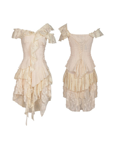VESTIDO BEIGE GOTICO STEAMPUNK