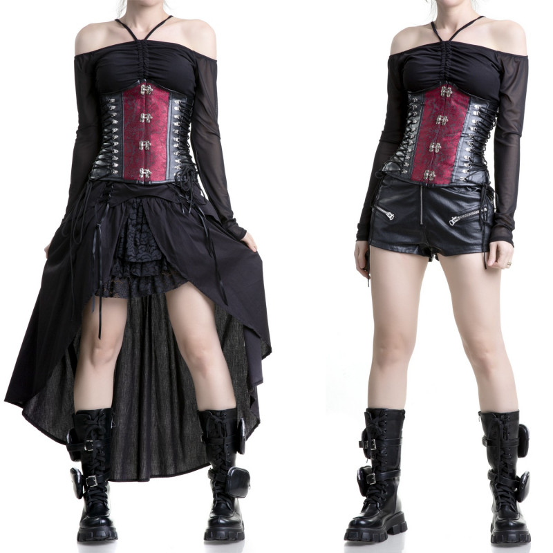 Black and Red Underbust Corset