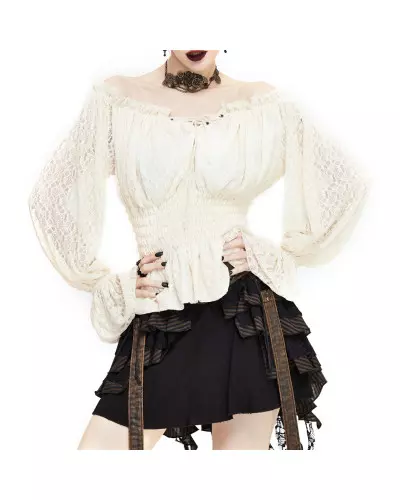 Blouse en Dentelle Beige de la Marque Devil Fashion à 50,00 €