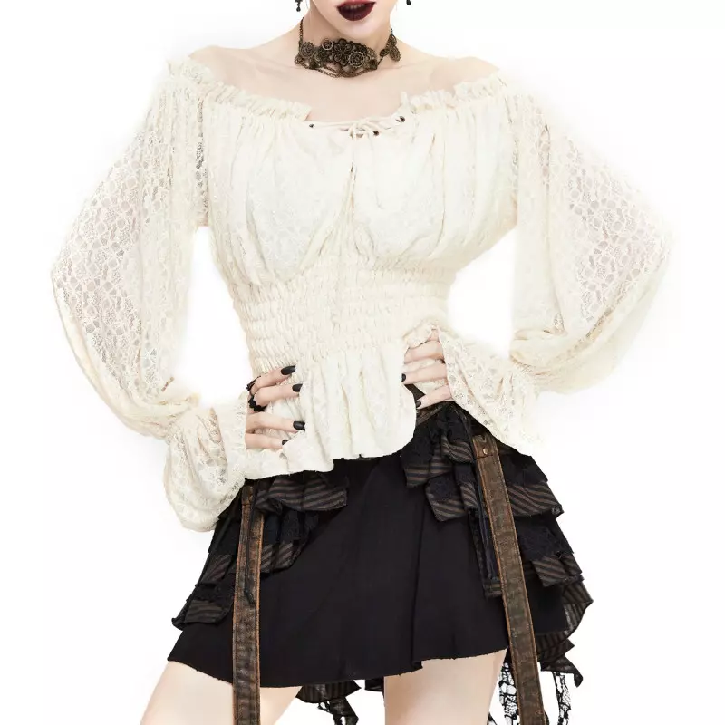 Blouse en Dentelle Beige de la Marque Devil Fashion à 50,00 €