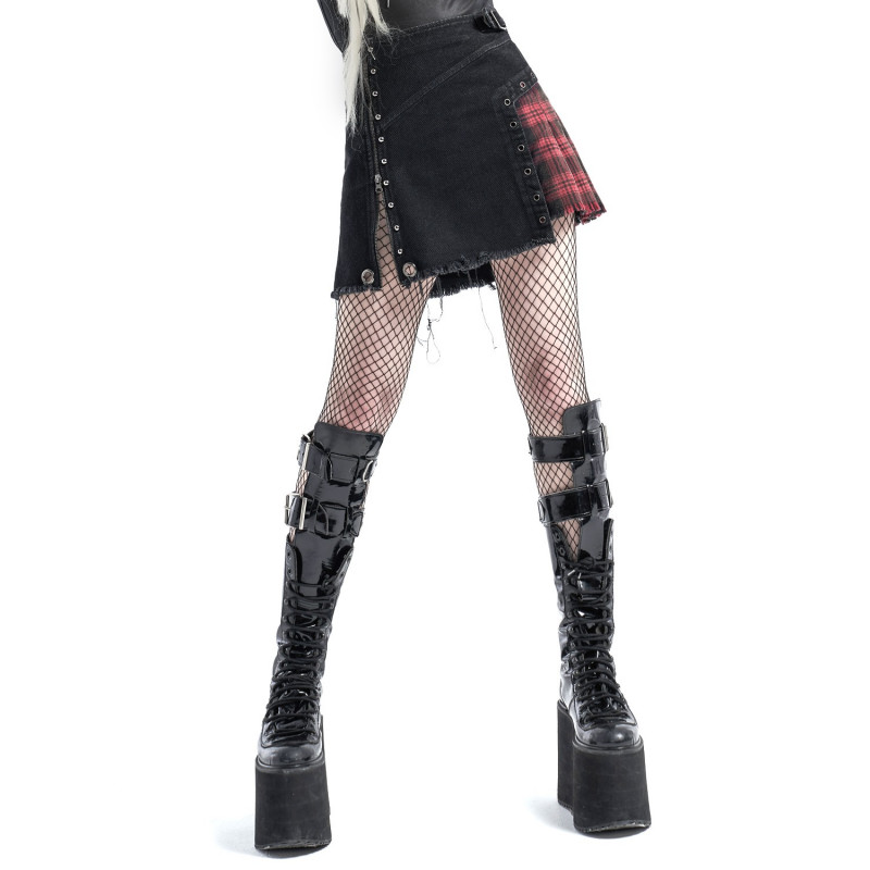 FALDA CON CREMALLERA Y TARTAN