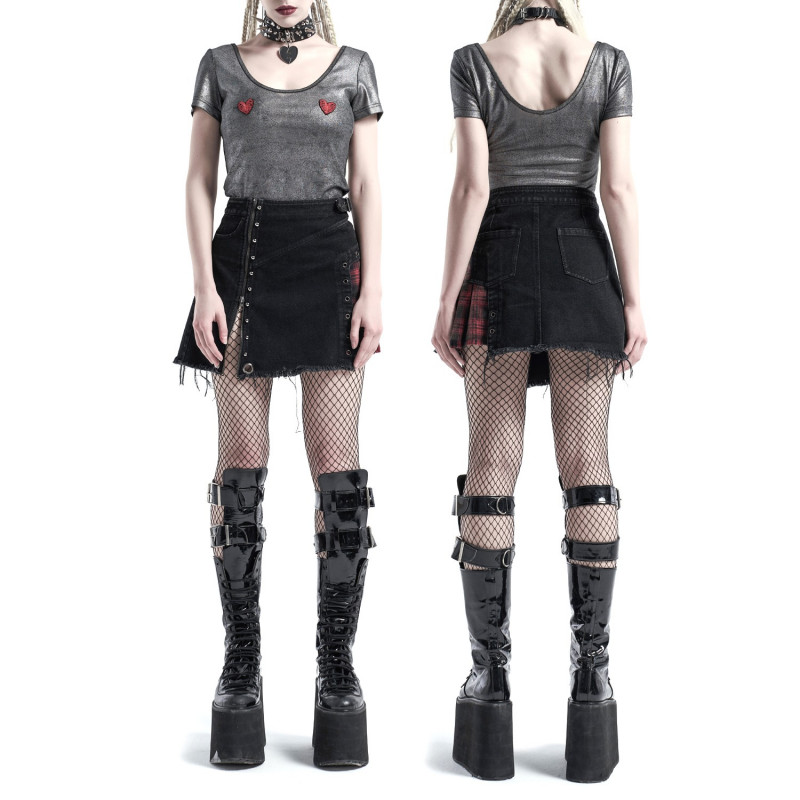 Asymmetric Skirt with Tartan