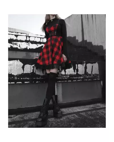 Vestido com Tartán Vermelho da Marca Punk Rave por 54,00 €