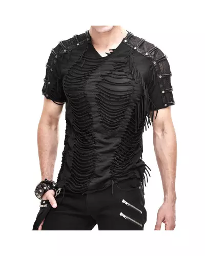 T-Shirt mit Netzstoff und Nieten für Männer der Devil Fashion-Marke für 49,90 €