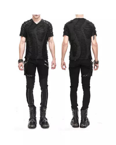 T-Shirt mit Netzstoff und Nieten für Männer der Devil Fashion-Marke für 49,90 €