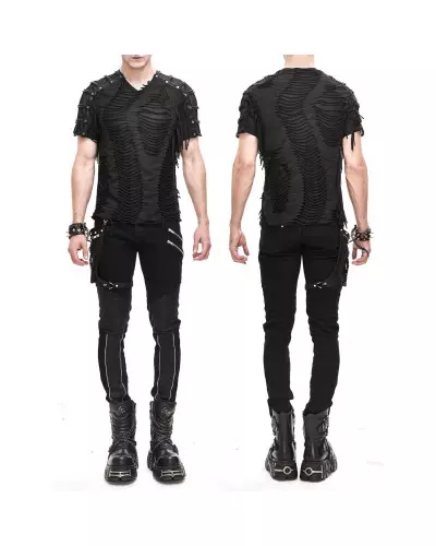 T-Shirt mit Netzstoff und Nieten für Männer der Devil Fashion-Marke für 43,00 €